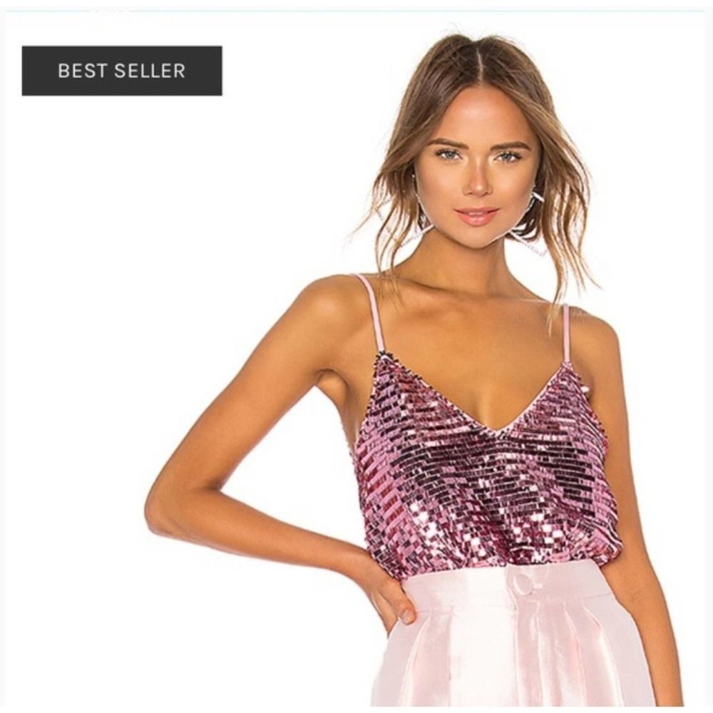 H:OURS BY REVOLVE Pink Sequin Bodysuit